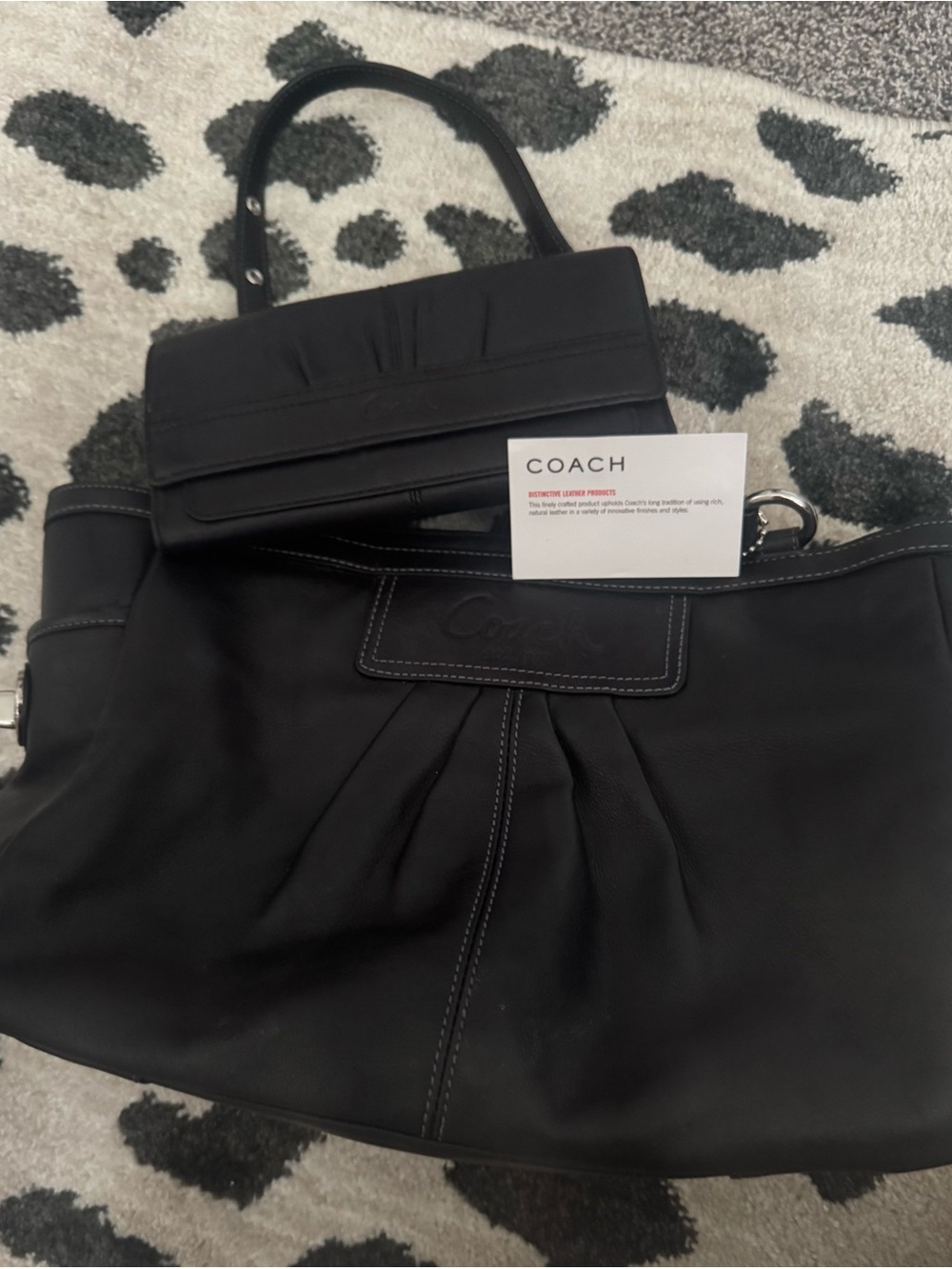 Coach Black Leather Tote with Matching Wristlet